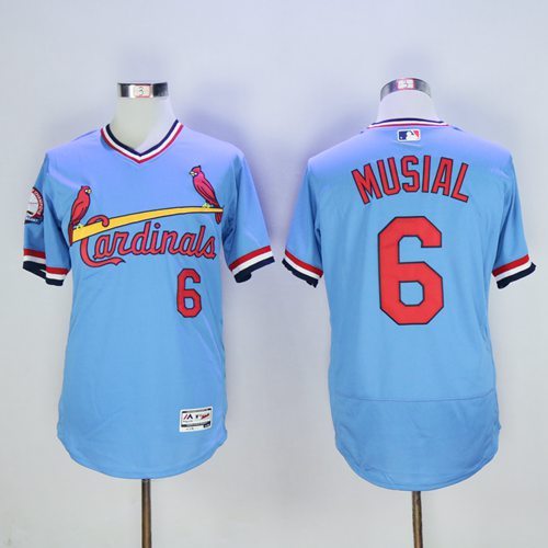 Cardinals #6 Stan Musial Light Blue Flexbase Authentic Collection Cooperstown Stitched MLB Jersey